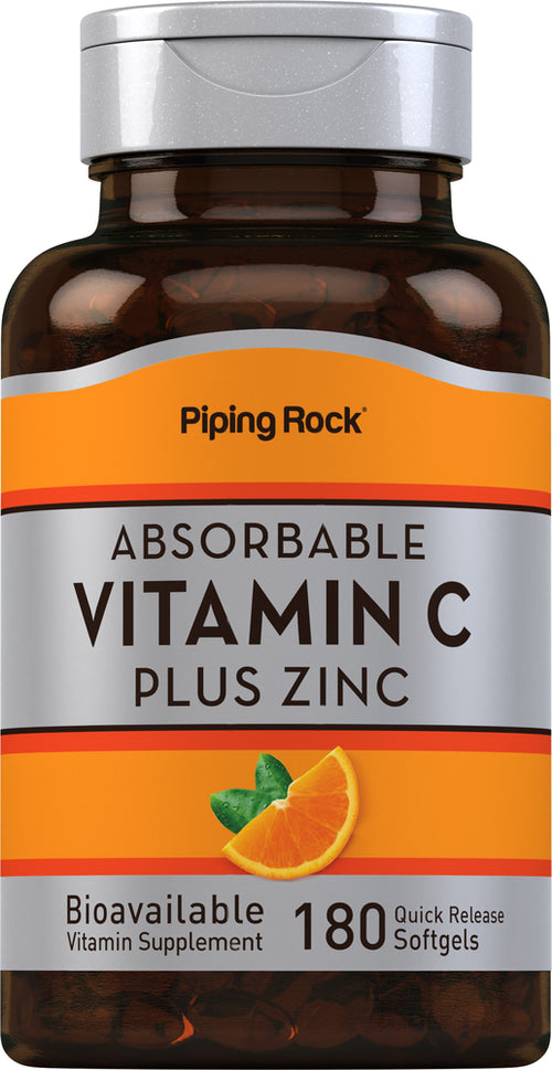 Absorbable Vitamin C Plus Zinc, 180 Quick Release Softgels