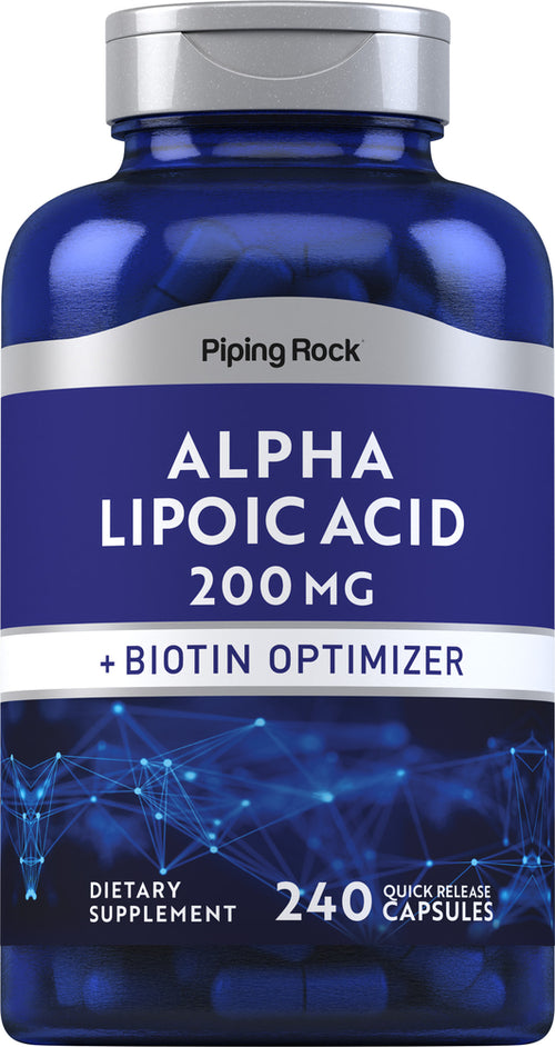 Alfa-lipóico y optimizador de biotina 200 mg 240 Cápsulas de liberación rápida     