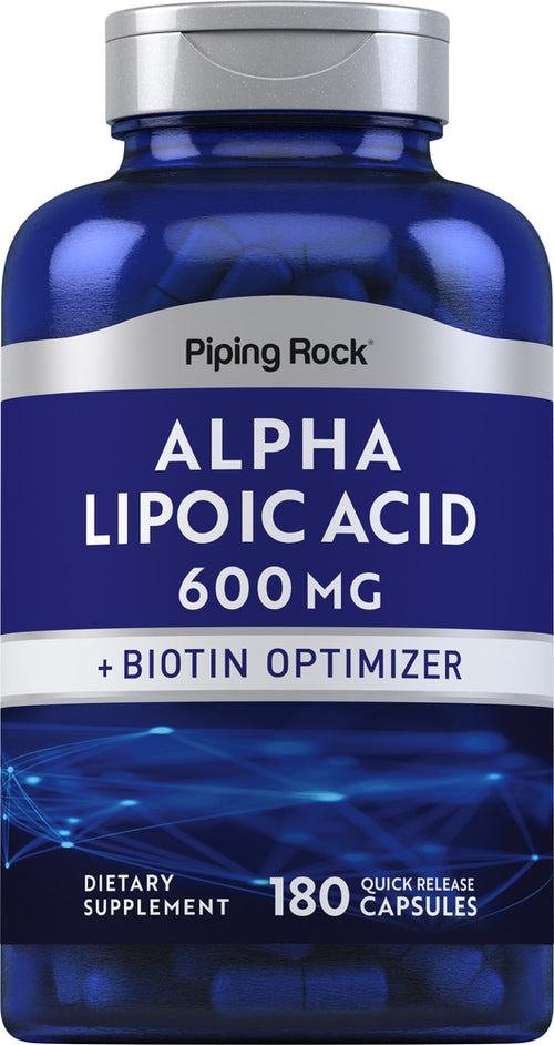 Alfa-lipóico y optimizador de biotina 600 mg 180 Cápsulas de liberación rápida     