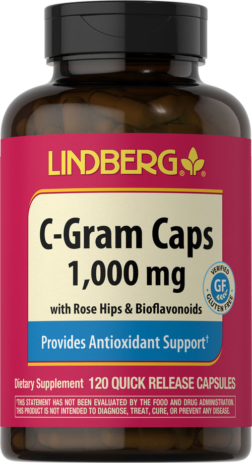 C-Gram 1000 mg with Rose Hips & Bioflavonoids, 120 Quick Release Capsules