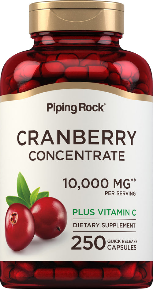 Concentrado de arándanos rojos + vitamina C 10,000 mg (por porción) 250 Cápsulas de liberación rápida     