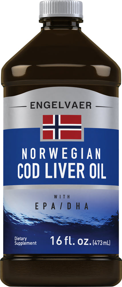 Engelvaer Norwegian Cod Liver Oil (Plain), 16 fl oz (473 mL) Bottle