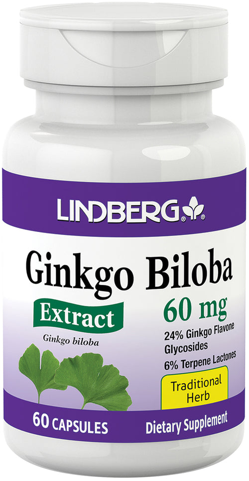 Ginkgo Biloba Standardized Extract, 60 mg, 60 Tablets