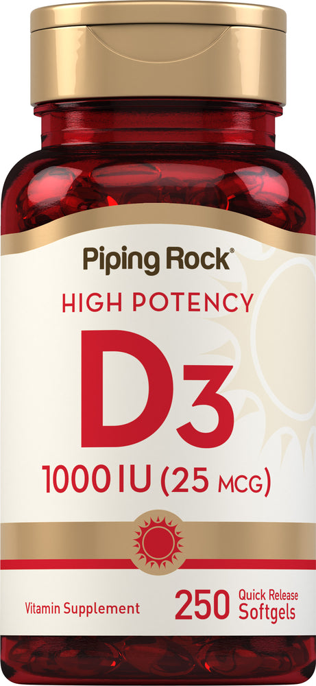 High Potency Vitamin D3, 1000 IU, 250 Quick Release Softgels