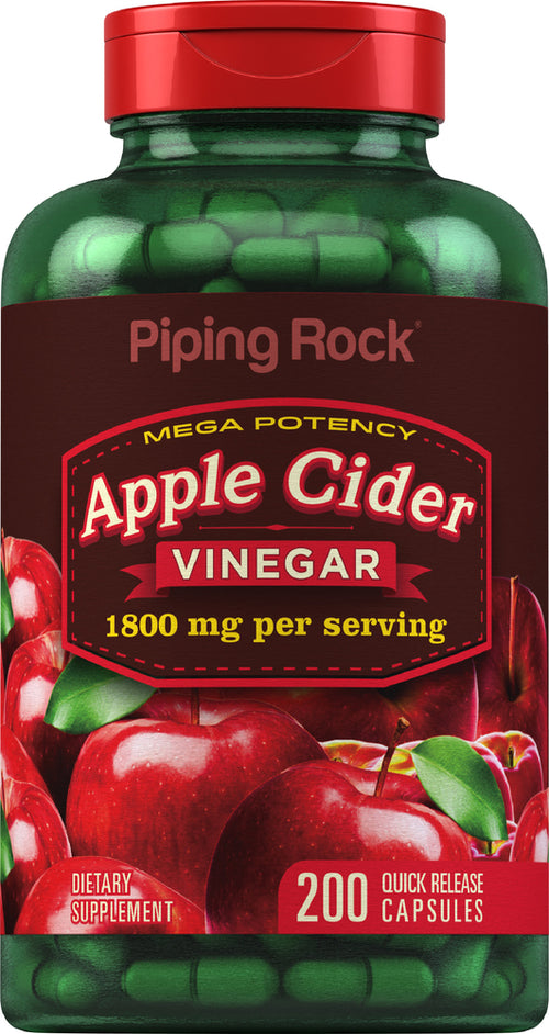 Vinagre de sidra de manzana - Aumento de la potencia 1800 mg (por porción) 200 Cápsulas de liberación rápida     