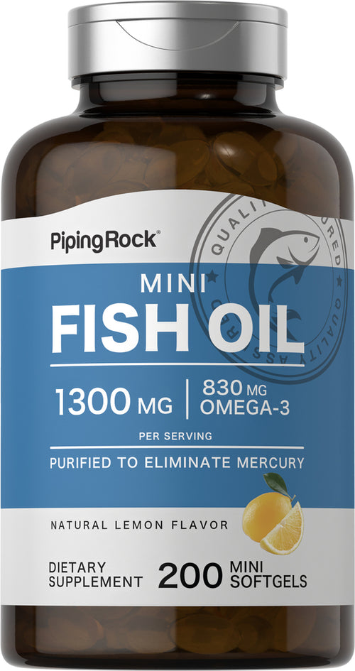 Mini Omega-3 Fish Oil Lemon Flavor, 1300 mg (per serving), 200 Mini Softgels