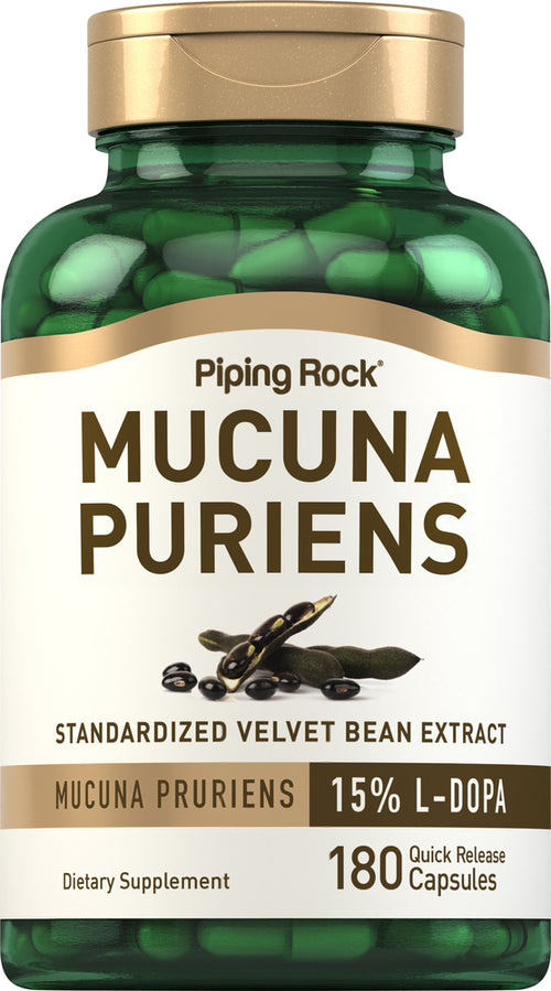 DOPA Mucuna Pruriens - Estandarizado 350 mg 180 Cápsulas de liberación rápida     