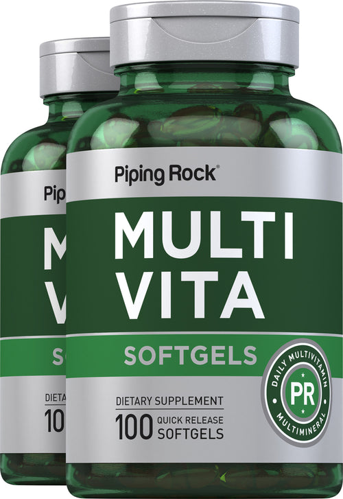 Multi-Vita (Multivitamin Mineral), 100 Quick Release Softgels, 2  Bottles