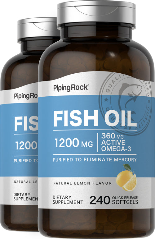 Omega-3 Fish Oil Lemon Flavor, 1200 mg, 240 Quick Release Softgels, 2  Bottles