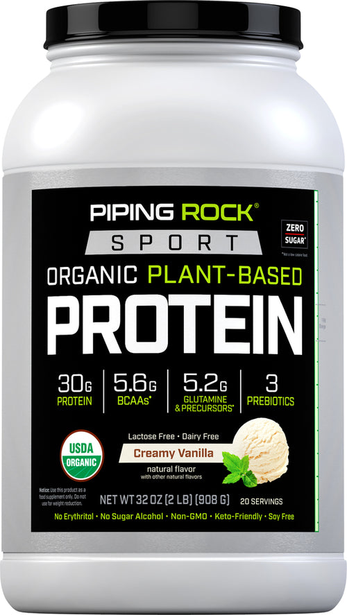 Plant Based Sport Protein (Organic) (Creamy Vanilla), 32 oz (908 g) Bottle