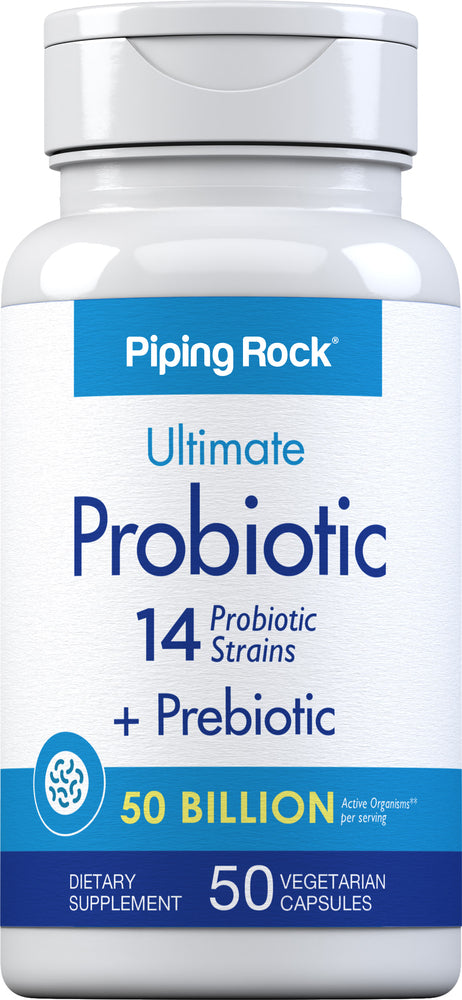 Probiotic 14 Strains 50 Billion Organisms (per serving) plus Prebiotic, 50 Vegetarian Capsules