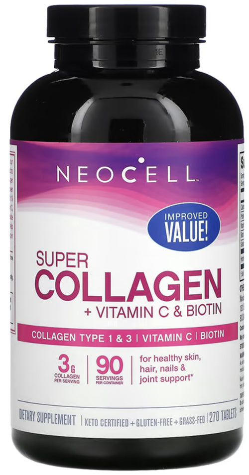 Super Collagen + C (Type I & III), 270 Tablets