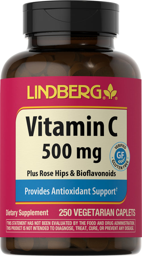 Vitamin C 500 mg plus Rose Hips & Bioflavonoids, 250 Vegetarian Caplets