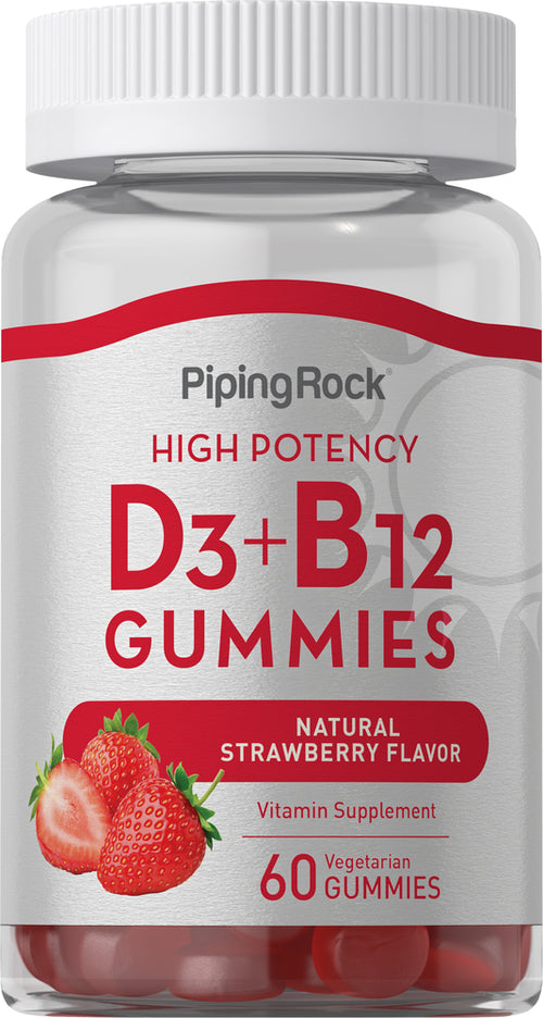 Vitamin D3 + B12 (Strawberry), 60 Vegetarian Gummies