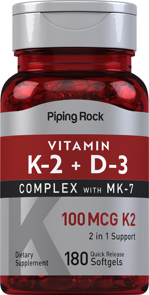 Vitamin K-2 Complex 100 mcg with D3, 180 Quick Release Softgels