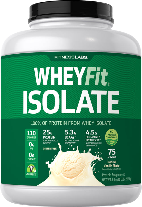 Proteína de suero de leche WheyFit Aislado (vainilla natural) 5 lb 2.268 Kg Botella/Frasco    