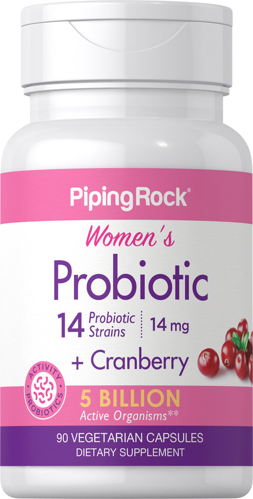 Women’s Probiotic 14 Strains 5 Billion Organisms plus Cranberry, 90 Vegetarian Capsules