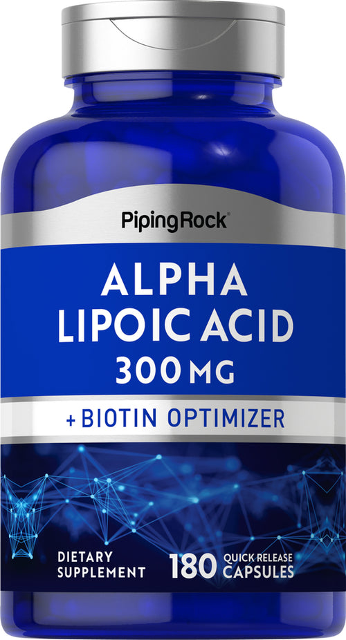 Alfa-lipóico y optimizador de biotina 300 mg 180 Cápsulas de liberación rápida     