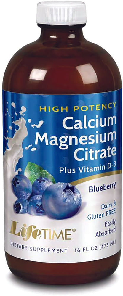 Calcium Magnesium Citrate plus D3 Liquid (Blueberry), 16 fl oz (473 mL) Bottle