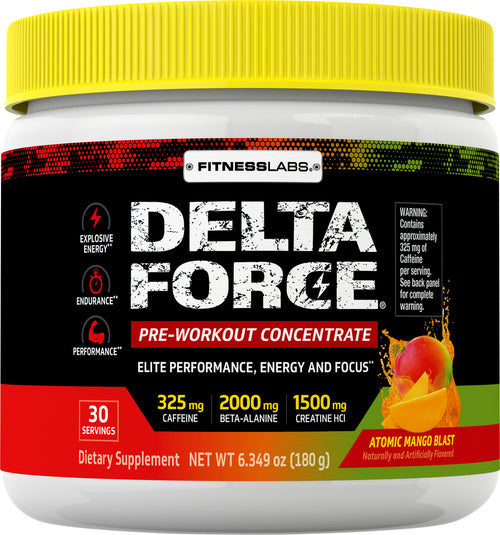 Delta Force Pre-Workout Concentrate Powder (Atomic Mango Blast), 6.34 oz (180 g) Bottle