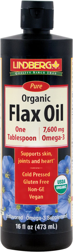 Flax Oil Liquid (Organic), 16 fl oz (473 mL) Bottle