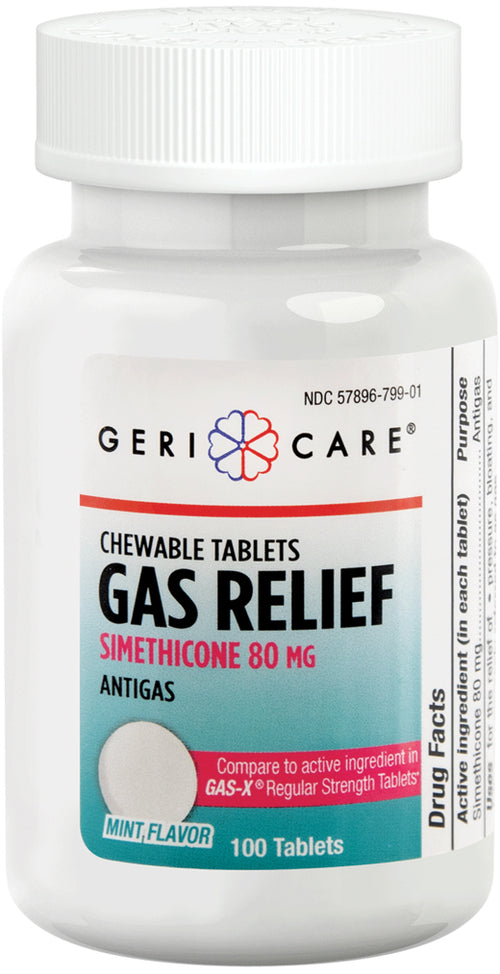 Gas Relief (Simethicone) 80 mg Mint Chewable, Compare to Gas-X , 100 Chewable Tablets