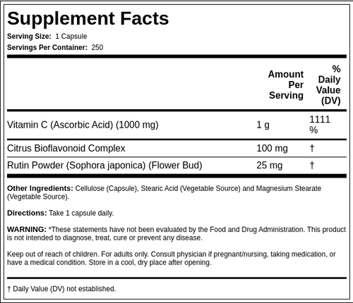 C-1000 with Bioflavonoids, 1000 mg, 250 Vegetarian Capsules