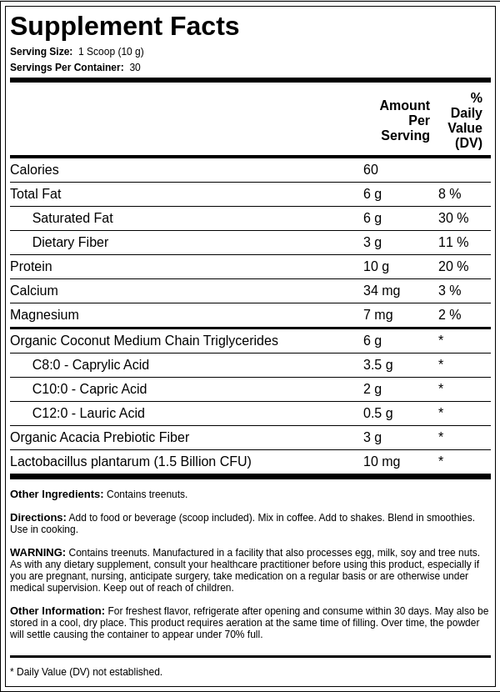 Dr. Formulated Keto MCT Powder (Organic), 10.58 oz (300 g) Bottle