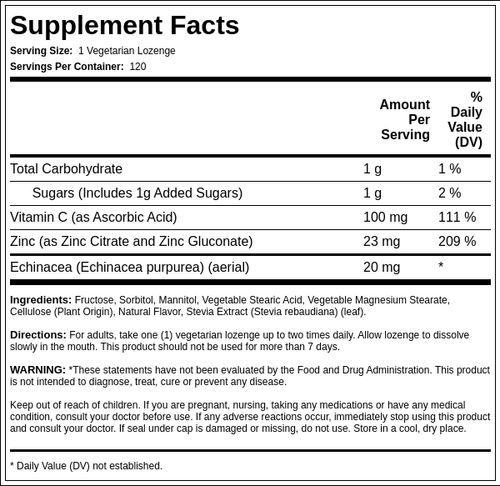 Zinc Lozenges with Vitamin C (Natural Berry), 120 Lozenges