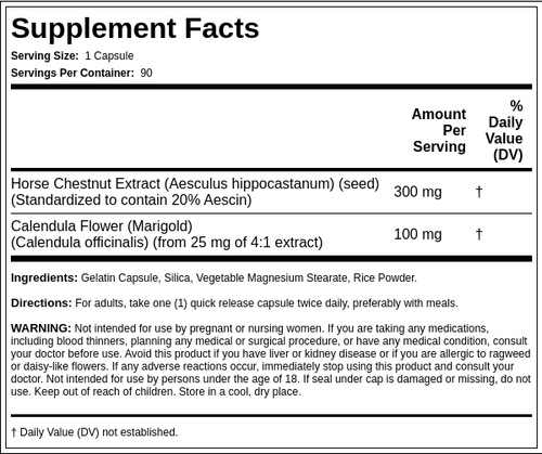 Horse Chestnut Standardized Extract, 200 mg, 90 Capsules