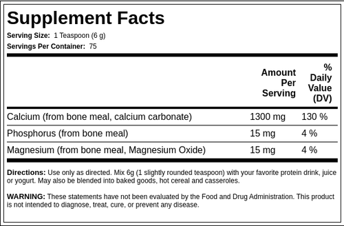 Bone Meal Powder, 16 oz Bottle