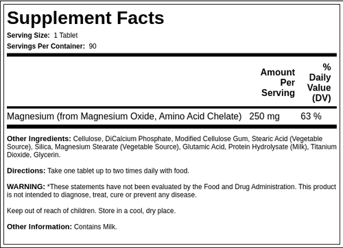 Chelated Magnesium, 240 mg (per serving), 90 Quick Release Capsules