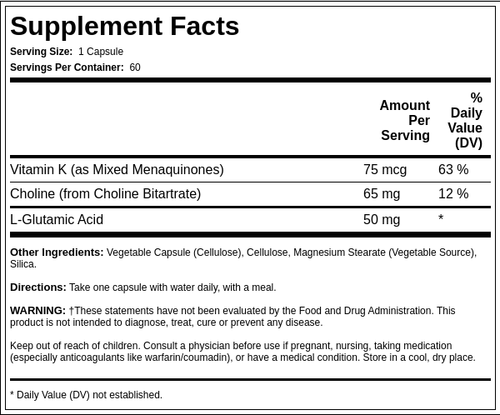 Vitamin K-2, 75 mcg, 60 Vegetarian Capsules