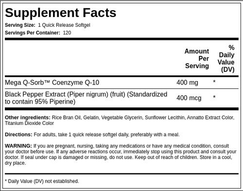 CoQ10, 400 mg, 120 Quick Release Softgels