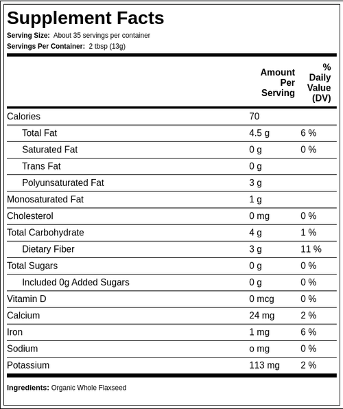 Flaxseed Meal (Organic), 16 oz (453 g) Bag