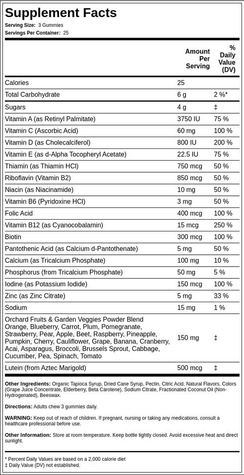 Pastillas de goma multivitaminas para mujeres mayores de 50 Alive! 75 Gomitas       