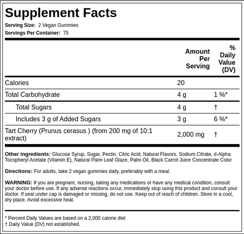 Tart Cherry, 150 Vegan Gummies