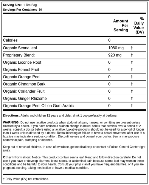 Smooth Move Laxative Tea (Organic), 16 Tea Bags