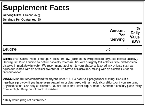 Leucine, 5000 mg, 14.11 oz (400 g) Powder