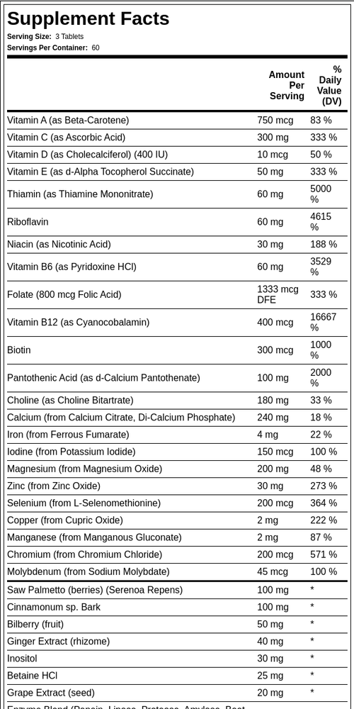 Multivitaminas para hombre Men's 45+ 180 Tabletas       