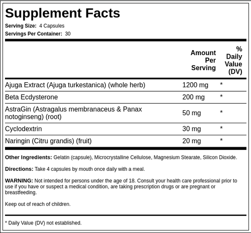 Turkesterone 1200 mg, 120 Capsules