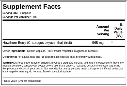 Hawthorn Berries, 565 mg, 100 Capsules