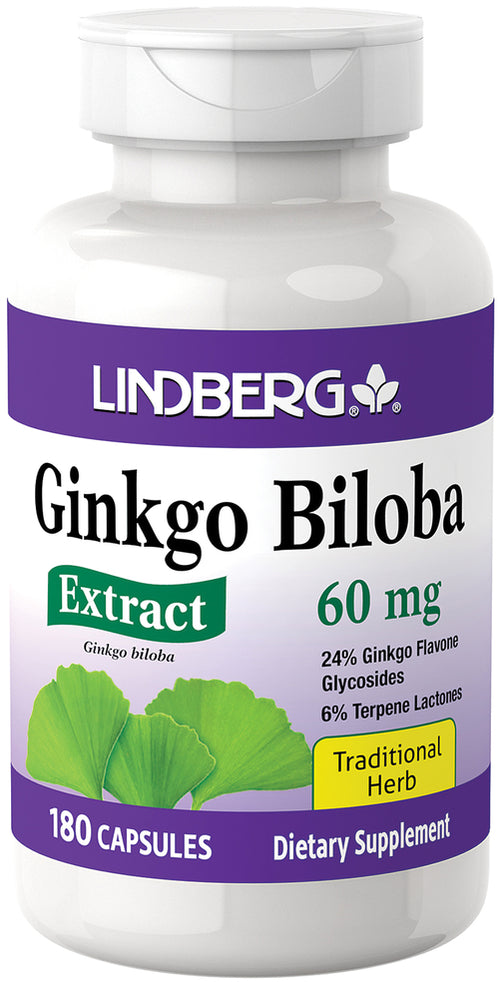 Ginkgo Biloba Standardized Extract, 60 mg, 180 Tablets