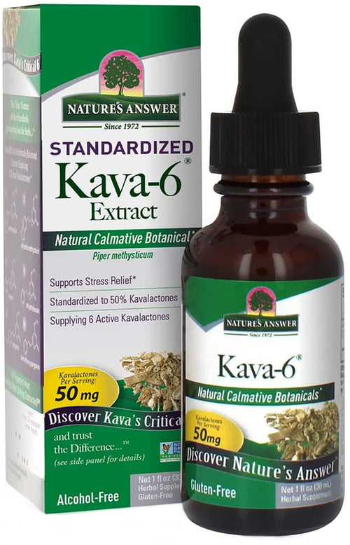 Extracto líquido de sello de kava kava 6 - Sin alcohol 1 fl oz 30 mL Frasco con dosificador    