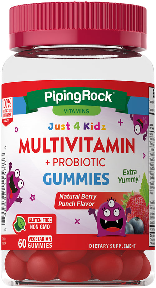 Kids Multivitamin + Probiotic Gummies (Natural Berry Punch), 60 Vegetarian Gummies