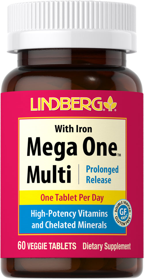 Mega One Multi With Iron (Prolonged Release), 60 Vegetarian Tablets