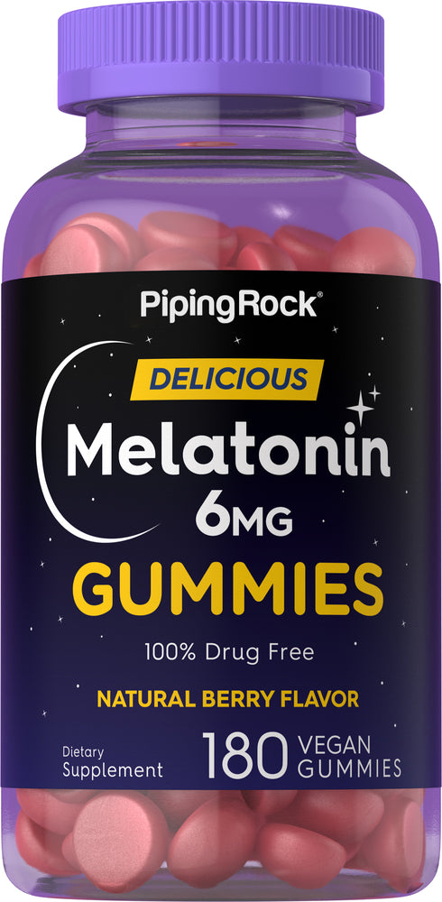 Melatonin Gummies (Natural Berry), 6 mg, 180 Vegan Gummies