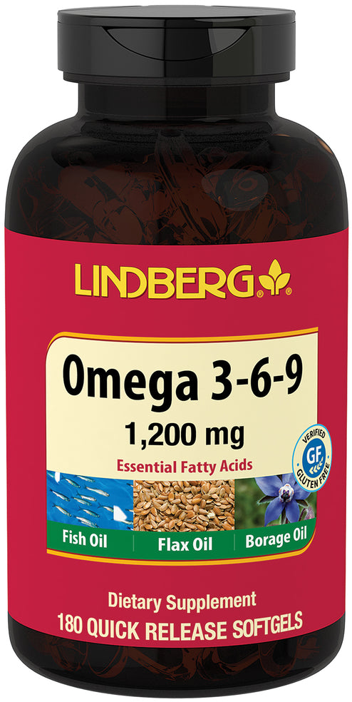 Omega 3-6-9 Fish, Flax & Borage, 1200 mg, 180 Quick Release Softgels