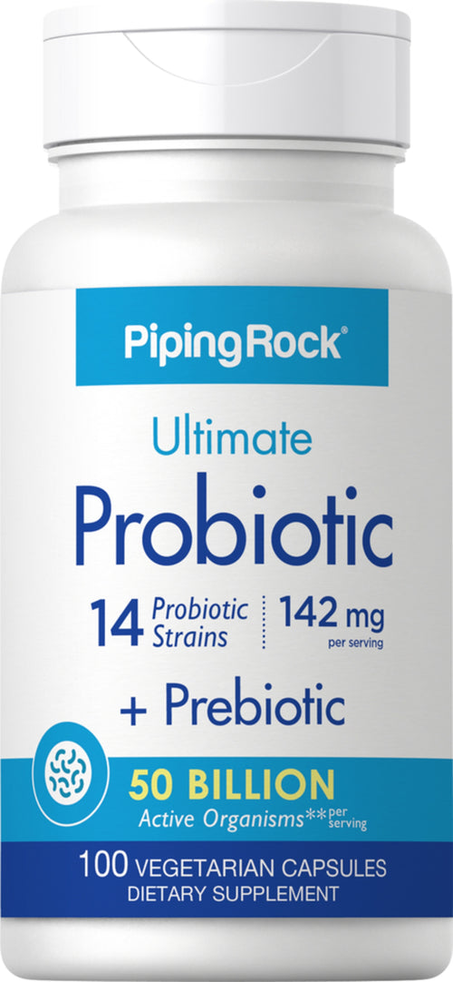 Probiotic 14 Strains 50 Billion Organisms plus Prebiotic, 100 Vegetarian Capsules