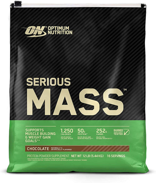 Suplemento en polvo para ganar peso Serious Mass (sabor a chocolate) 12 lb Bolsa      